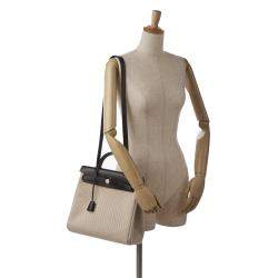 Hermes Beige/Black Toile Criss Herbag 31