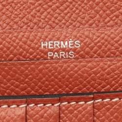 Hermes Rouge Sellier/Cuivre Epsom Leather Bearn Compact Wallet