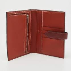 Hermes Rouge Sellier/Cuivre Epsom Leather Bearn Compact Wallet