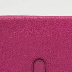 Pre Owned Hermes Rose Pourpre Leather Dogon Compact Wallet