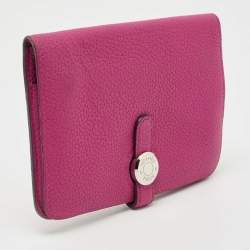 Pre Owned Hermes Rose Pourpre Leather Dogon Compact Wallet