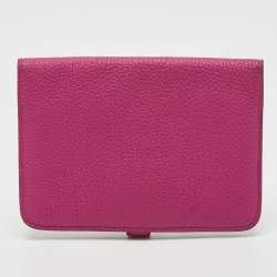 Pre Owned Hermes Rose Pourpre Leather Dogon Compact Wallet