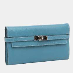 Pre Owned Hermes Blue Epsom Kelly Classic Wallet