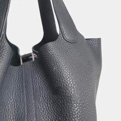 Hermes Black Clemence Leather  Picotin Lock 22 Tote Bag 