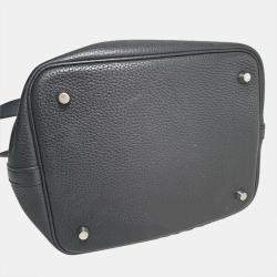 Hermes Black Clemence Leather  Picotin Lock 22 Tote Bag 