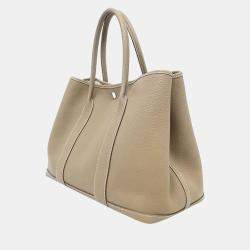 Hermes Grey Leather Garden Party 36 Tote Bag 