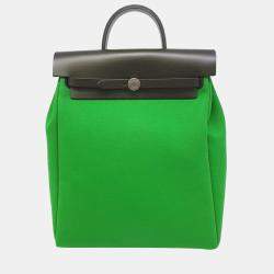 Auith Hermes Her bag White Canvas backpack Shoulder Bag Good  0J130130n"
