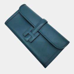 Pre Owned Hermes Blue Leather Elan Jige 29 Clutch Bag