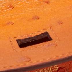 Pre Owned Hermes Orange Ostrich Gold Finish Birkin 25 Bag