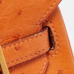Pre Owned Hermes Orange Ostrich Gold Finish Birkin 25 Bag