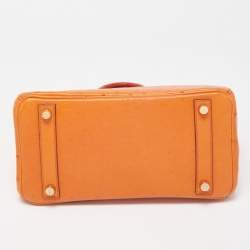 Pre Owned Hermes Orange Ostrich Gold Finish Birkin 25 Bag