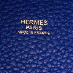 Pre Owned Hermes Bleu Electrique Taurillon Clemence Leather Picotin GM Bag