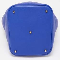 Pre Owned Hermes Bleu Electrique Taurillon Clemence Leather Picotin GM Bag