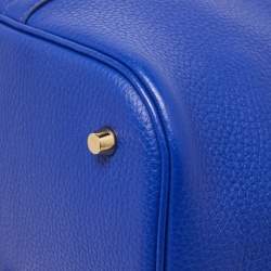 Pre Owned Hermes Bleu Electrique Taurillon Clemence Leather Picotin GM Bag