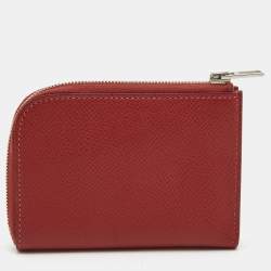 Pre Owned Hermes Rouge Casaque Epsom Leather Remix Duo Wallet
