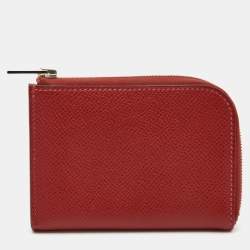 Pre Owned Hermes Rouge Casaque Epsom Leather Remix Duo Wallet