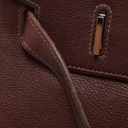 Hermes Havane Evercolor Leather Palladium Finish Birkin 35 Bag