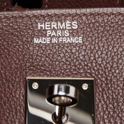 Hermes Havane Evercolor Leather Palladium Finish Birkin 35 Bag