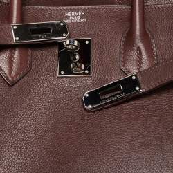 Hermes Havane Evercolor Leather Palladium Finish Birkin 35 Bag
