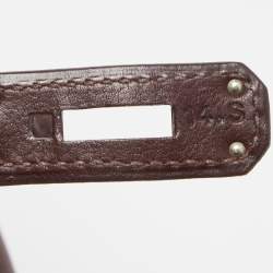 Hermes Havane Evercolor Leather Palladium Finish Birkin 35 Bag