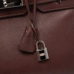 Hermes Havane Evercolor Leather Palladium Finish Birkin 35 Bag
