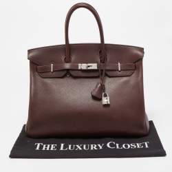 Hermes Havane Evercolor Leather Palladium Finish Birkin 35 Bag