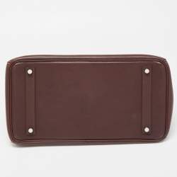 Hermes Havane Evercolor Leather Palladium Finish Birkin 35 Bag