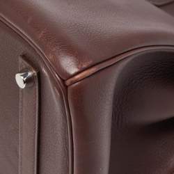 Hermes Havane Evercolor Leather Palladium Finish Birkin 35 Bag
