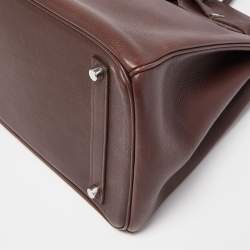 Hermes Havane Evercolor Leather Palladium Finish Birkin 35 Bag