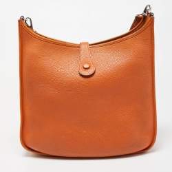 Pre Owned Hermes Orange Togo Leather Evelyne I GM Bag