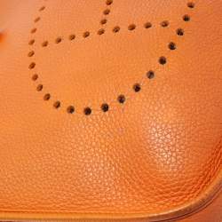 Pre Owned Hermes Orange Togo Leather Evelyne I GM Bag