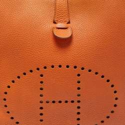 Pre Owned Hermes Orange Togo Leather Evelyne I GM Bag