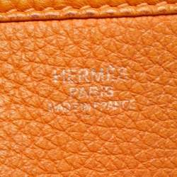 Pre Owned Hermes Orange Togo Leather Evelyne I GM Bag