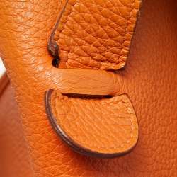 Pre Owned Hermes Orange Togo Leather Evelyne I GM Bag