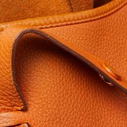 Pre Owned Hermes Orange Togo Leather Evelyne I GM Bag