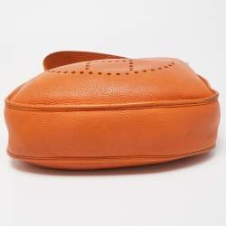 Pre Owned Hermes Orange Togo Leather Evelyne I GM Bag