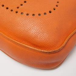 Pre Owned Hermes Orange Togo Leather Evelyne I GM Bag