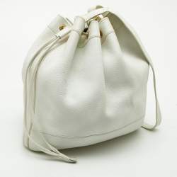 Pre Owned Hermes White Buffalo Leather Market Bag 
