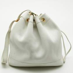 Pre Owned Hermes White Buffalo Leather Market Bag 