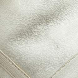 Pre Owned Hermes White Buffalo Leather Market Bag 