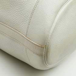 Pre Owned Hermes White Buffalo Leather Market Bag 