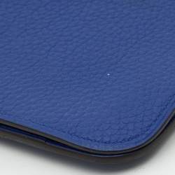 Pre Owned Hermes Blue Electrique Togo Leather Dogon Duo Wallet