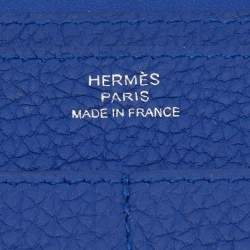 Pre Owned Hermes Blue Electrique Togo Leather Dogon Duo Wallet