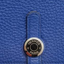 Pre Owned Hermes Blue Electrique Togo Leather Dogon Duo Wallet