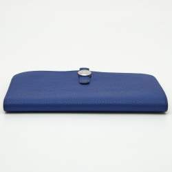 Pre Owned Hermes Blue Electrique Togo Leather Dogon Duo Wallet
