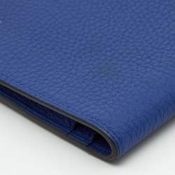 Pre Owned Hermes Blue Electrique Togo Leather Dogon Duo Wallet