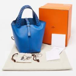 Hermes Bleu Zellige/Bleu Encre/Rouge Epsom Leather Picotin Lock 18 Bag