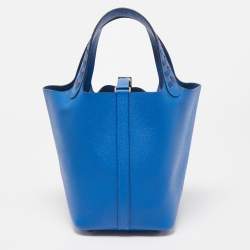 Hermes Bleu Zellige/Bleu Encre/Rouge Epsom Leather Picotin Lock 18 Bag