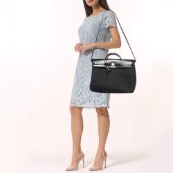 Pre Owned Hermès Black Canvas and Leather Herbag Zip 39 Bag