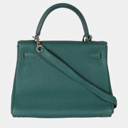 Pre Owned Hermes Malachite Togo Retourne Kelly 25 PHW